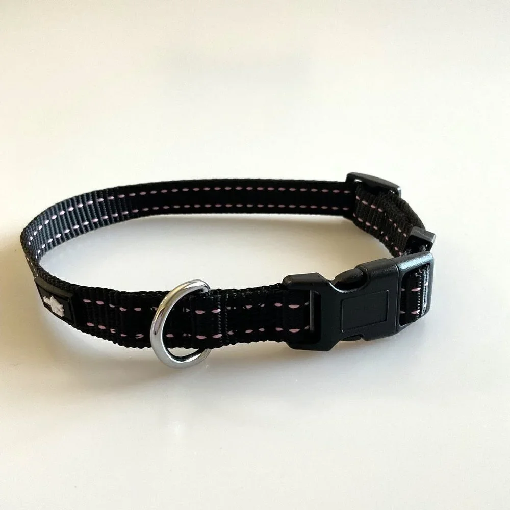 ADJUSTABLE QUICK RELEASE DOG COLLAR BLACK PINK